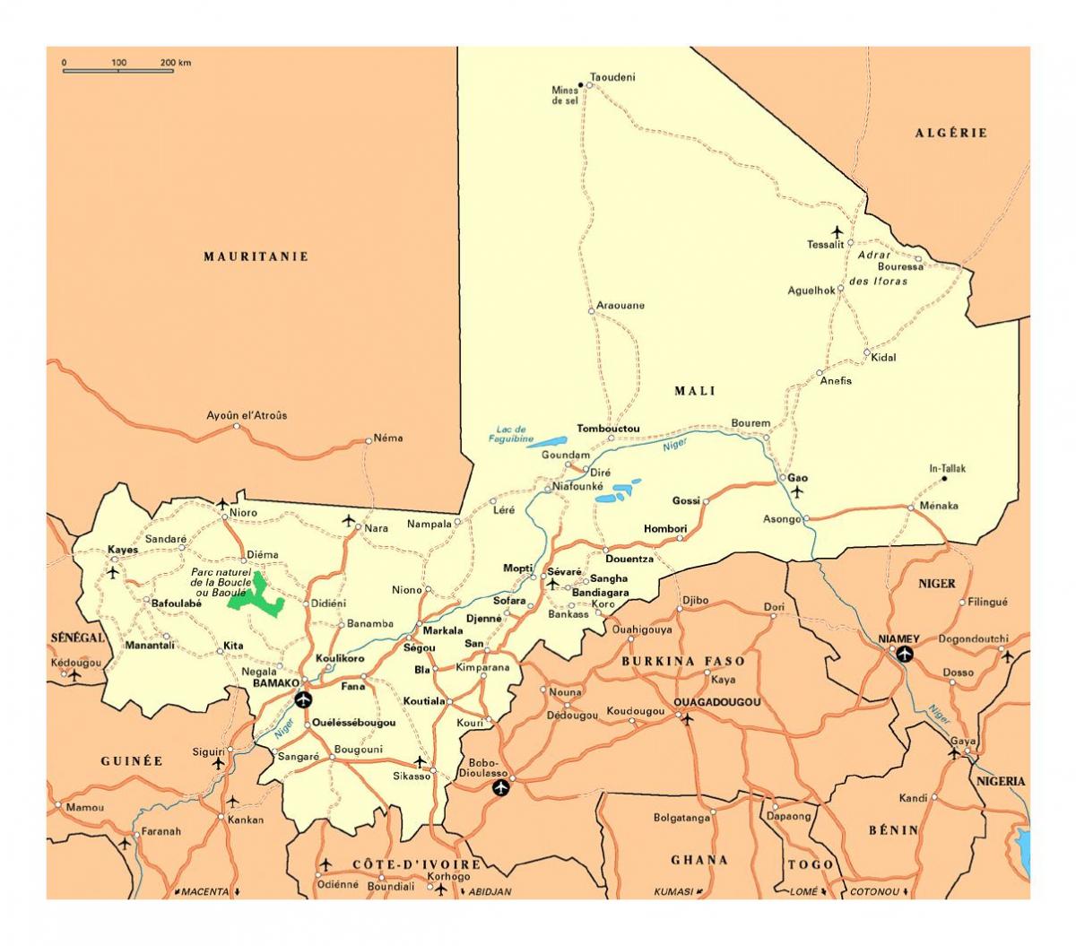 نقشه از Mali شهرستانها