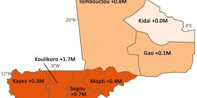 نقشه از Mali جمعیت